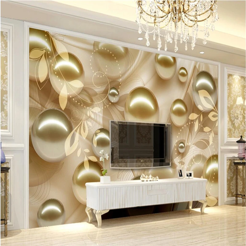 

beibehang Customize any size wallpaper fresco picture pearl aesthetic pattern stereoscopic tv background papel de parede