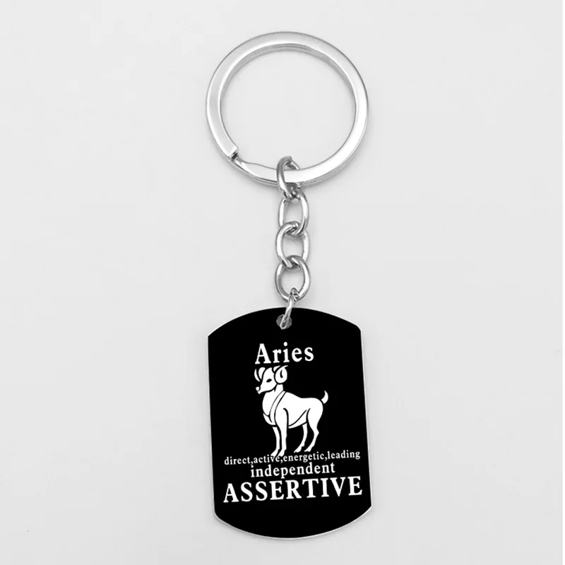 Aries Suteyi 12 Созвездие из нержавеющей стали брелок знак зодиака подвеска брелок для ключей Овен/Телец/близнецы/Рак/Лев мужской Автомобильный держатель для ключей - Цвет: Aries