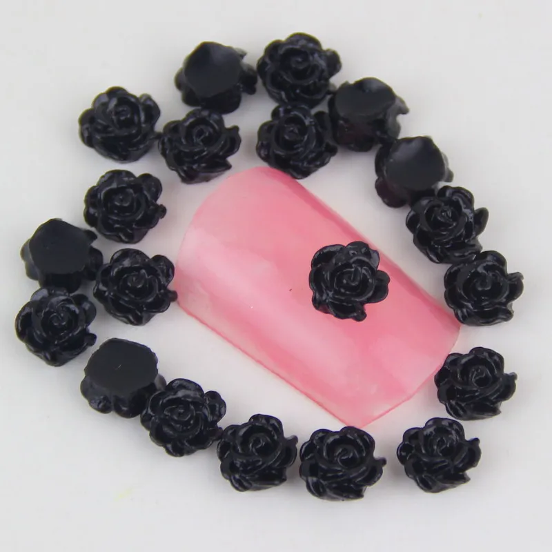 Цветы нейл арта decotarion 50 шт./лот black rose полимерные украшения для маникюра ручные