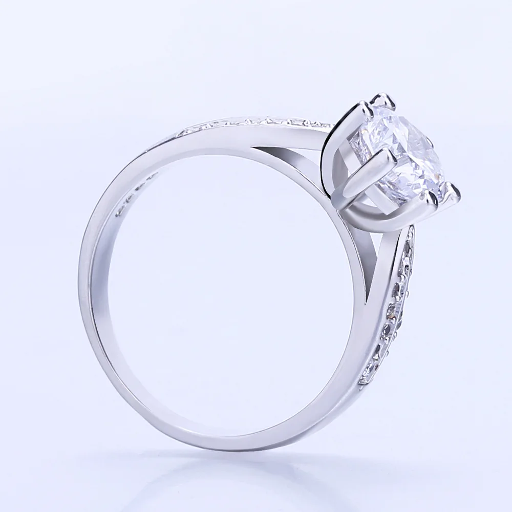 Женские Классические обручальные кольца с 6 когтями и белым кубическим цирконием