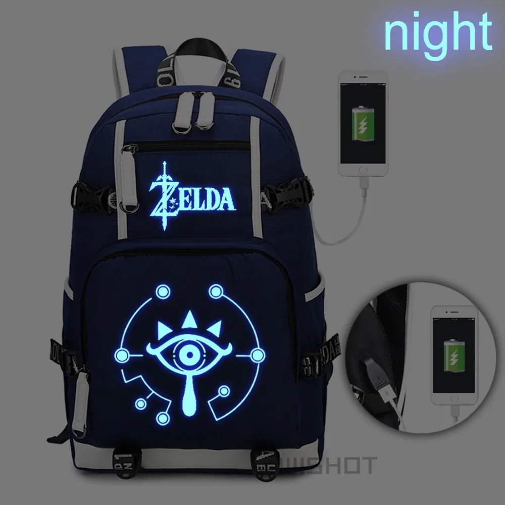 WISHOT The Legend of Zelda: Дыхание Дикого ссылка рюкзак Многофункциональный USB зарядки световой мешок