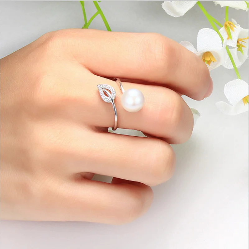Trendy Jewelry Luxury 925 sterling silver Zirconia 8-9mm real Natural freshwater Pearl Rings For Women Fashion | Украшения и
