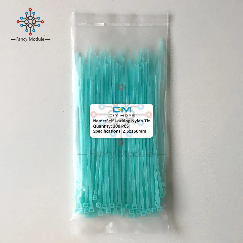 Sky Blue 100 шт красочные нейлоновые кабельные маркерные стяжки, этикетки провода ремни, самоблокирующийся пластиковый нейлоновый кабель, 12 цветов 2,5*150 мм - Цвет: Sky Blue