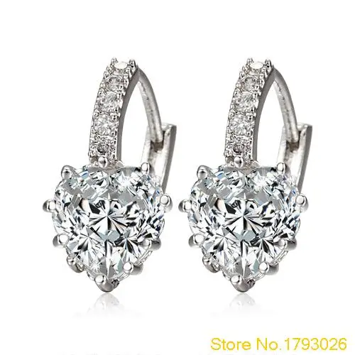 Женские серьги золотистого цвета стразы в форме сердца блестящие вечные 4T9F|earrings