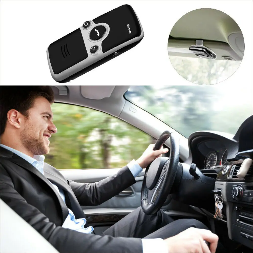 Солнечная энергия Aux Bluetooth автомобильный комплект солнцезащитный козырек