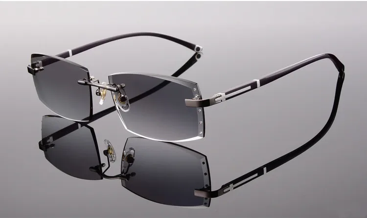 Gray 1.6 Lenses Очки из сплава, мужские очки без оправы, очки для чтения, близорукость, очки с цветными тонированными линзами по рецепту, 528065 - Цвет оправы: Gray 1.6 Lenses