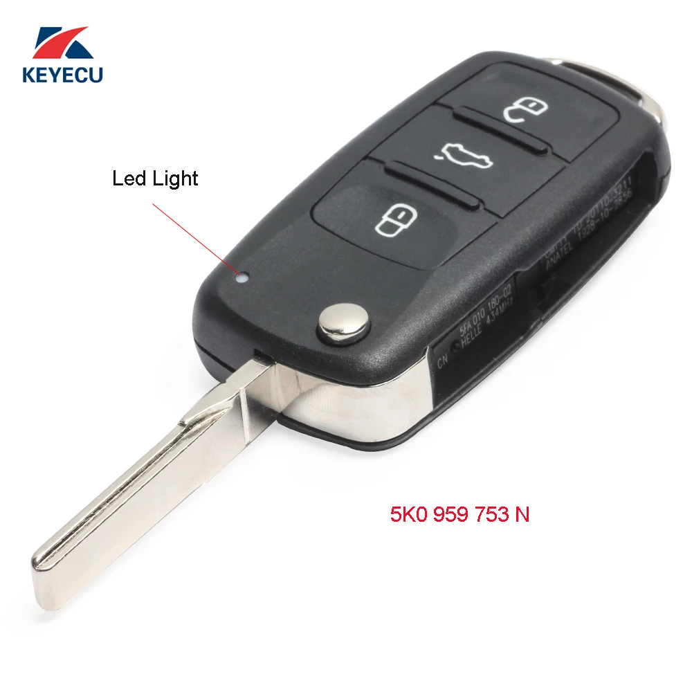 Запасная флип-кнопка KEYECU для Volkswagen -5K0 434 959 N 753 МГц CAN ID48 | Автомобили и мотоциклы