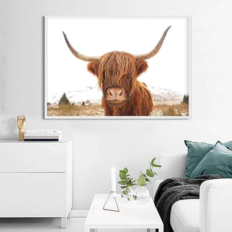 Highland постер на холсте коровы и принт животных в скандинавском стиле живопись