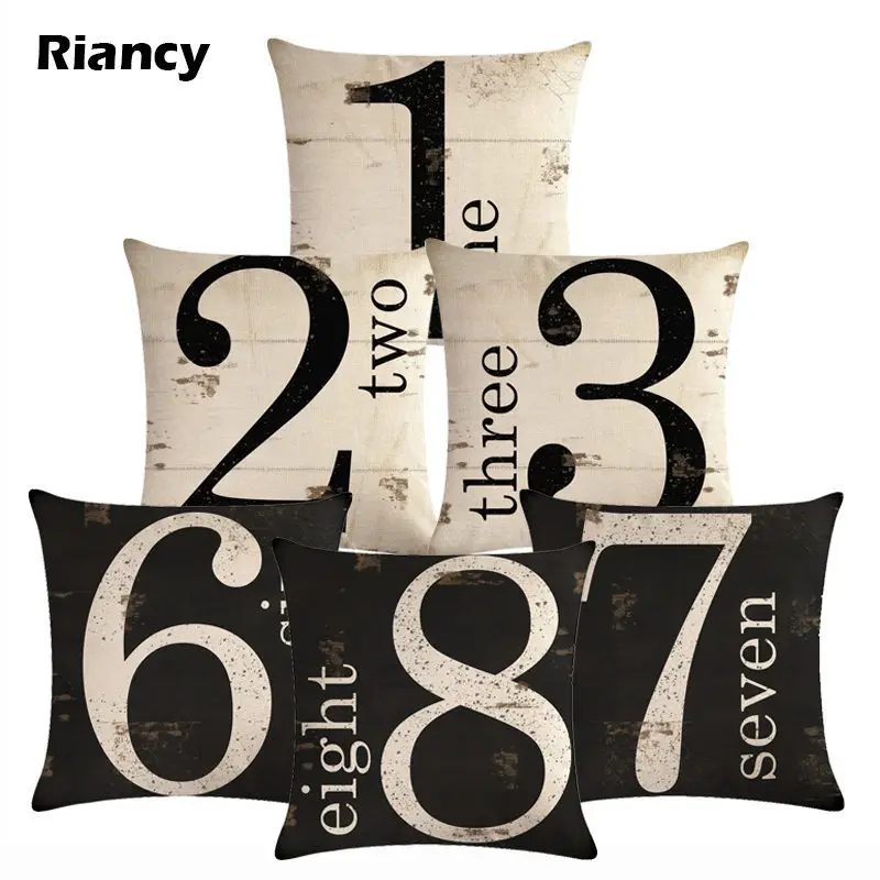 Из хлопка и льна черный белый цвет номера декоративная подушка для дивана