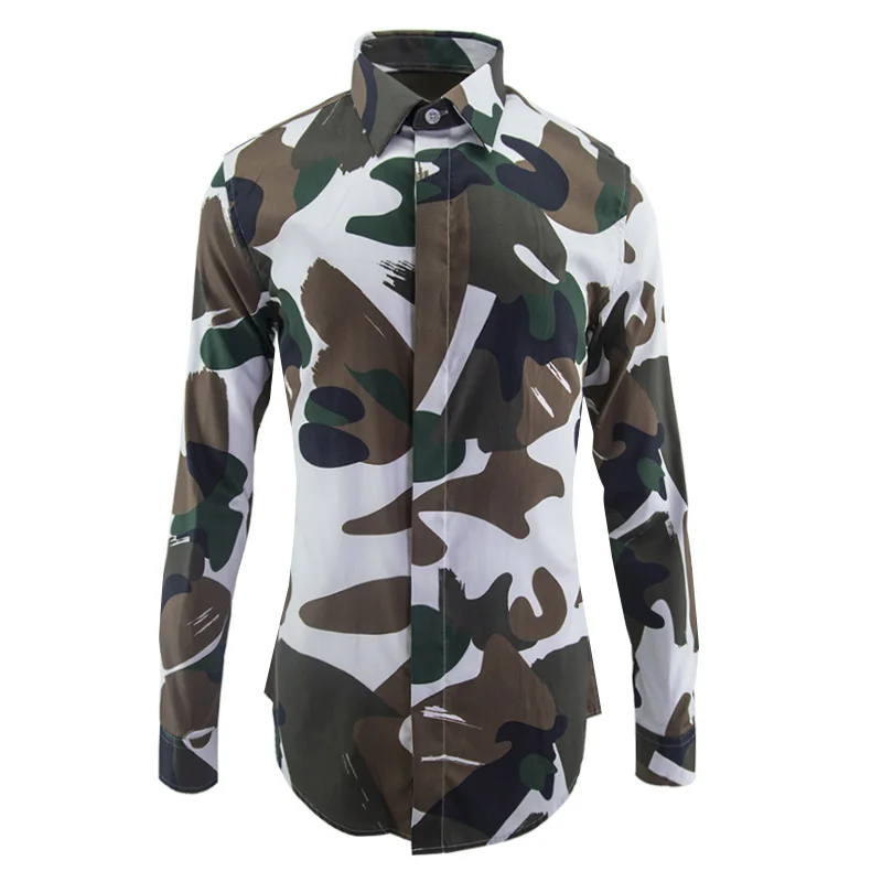 

new arrival men's long-sleeved shirt Fashionable camouflage creative DI digital printing section true size M L XL 2XL 3XL