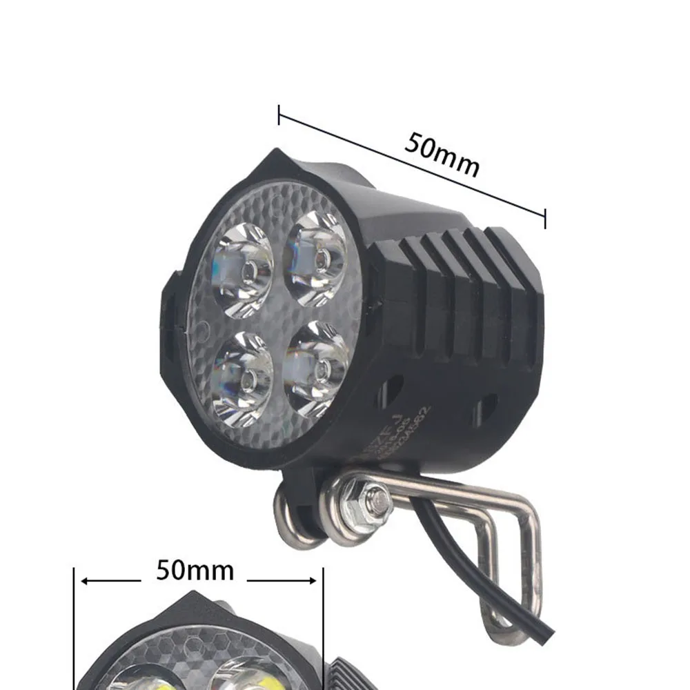 

Electric Bicycle LED Headlight 12W 36V 48V 72V 80V Waterproof E Bike Front Light Flashlight 4-LED Lights with Horn for Ebike