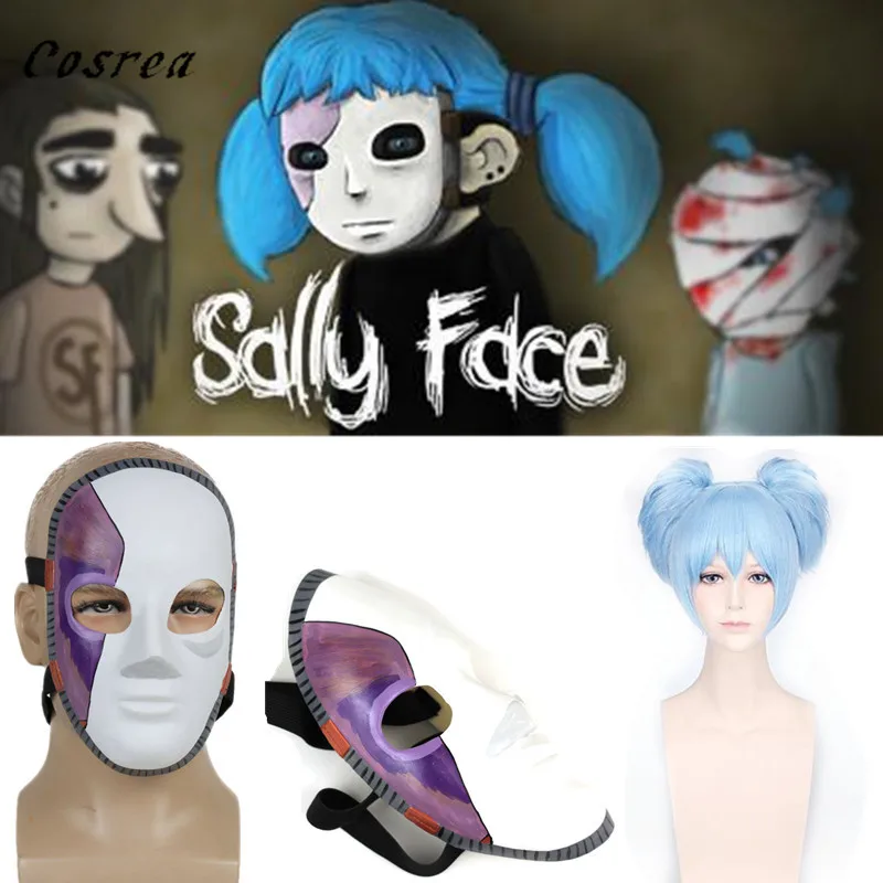 Игра Салли уход за кожей лица Маскарадная маска маски и парик Sallyface косплей