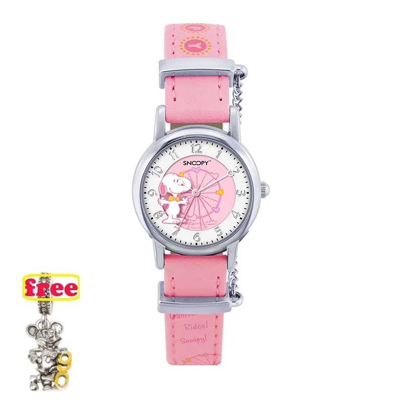 SNOOPY/Новинка; оригинальные часы для девочек; relojes колесо обозрения; Детские часы с героями мультфильмов; модные детские милые японские кварцевые часы; relogio feminino; 800 - Цвет: pink