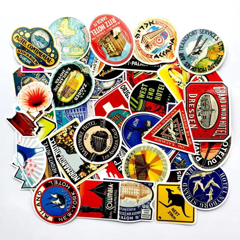 50 шт./компл. винтажный стиль знаменитые наклейки с названиями гостиниц Norepeat для Pad