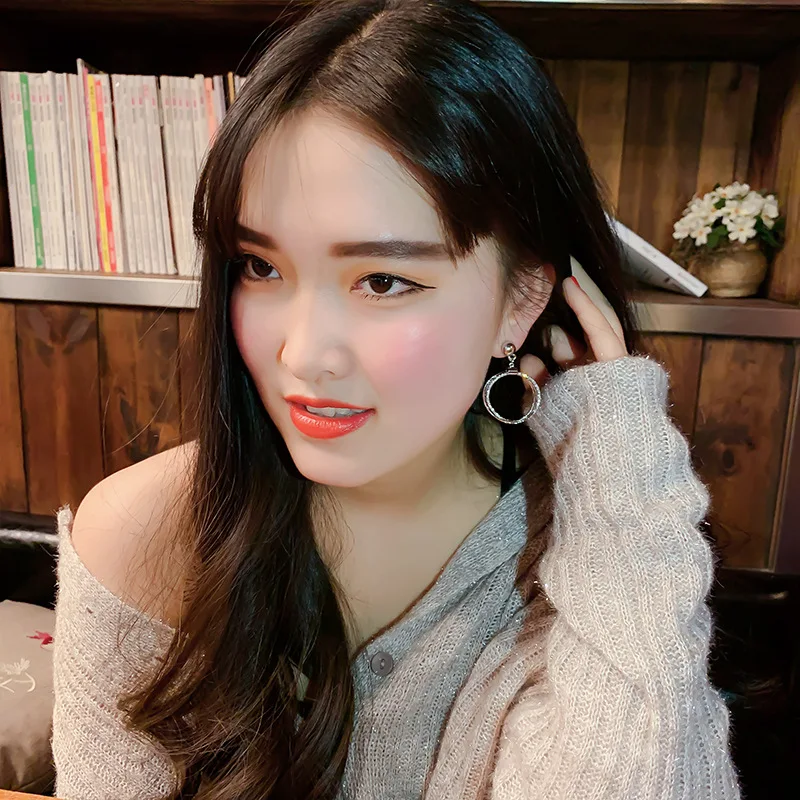 FYUAN модные круглые геометрические Висячие серьги для женщин Bijoux Золотой Серебряный Цветной Круг Стразы Висячие серьги вечерние ювелирные изделия