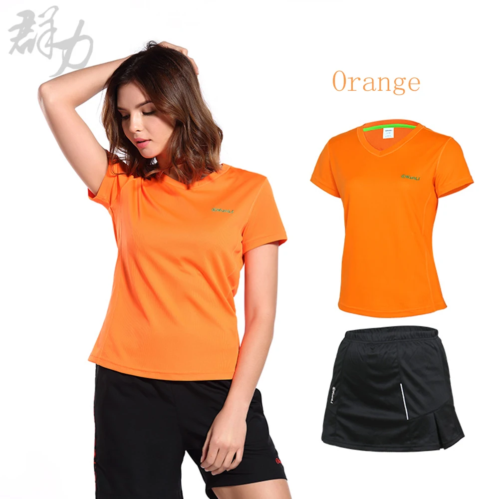 Kunli 2018 new women's tennis shirt outdoor sports 4collar clothing running badminton clothing basketball short T-shirt shirt