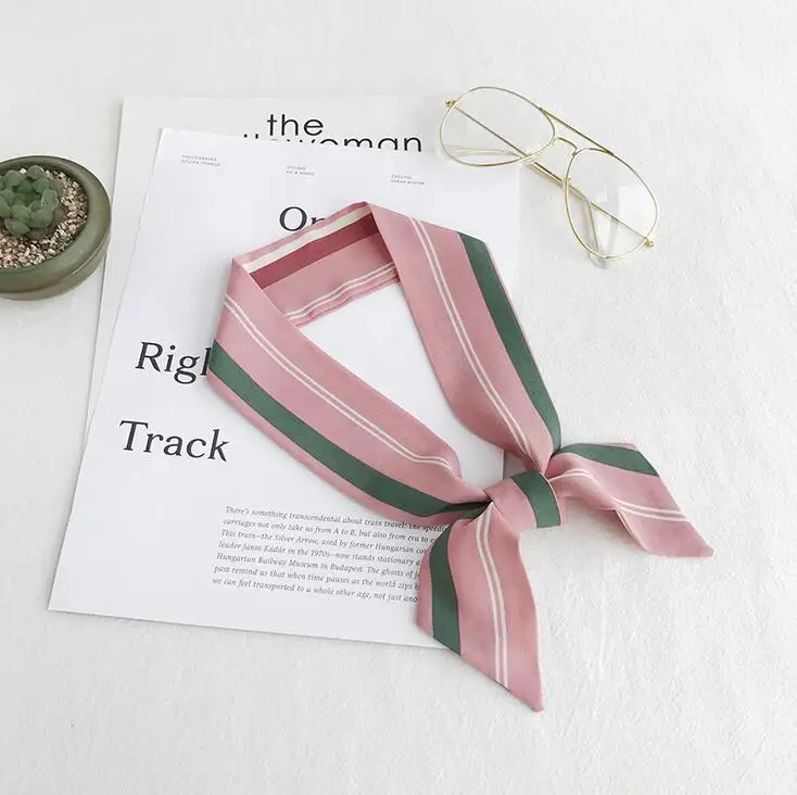 yishine New Women Small Silk Scarf Letter Plaid Striped Prints Headwear Handle Bag Ribbon Brand Scarves Fashion Decorative |