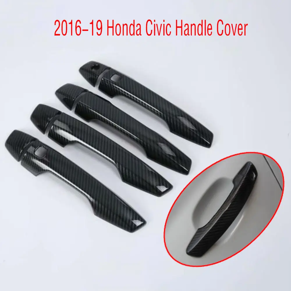 8 шт. Обложка для дверной ручки из углеродного волокна Honda Civic 2016 2019|Внешние
