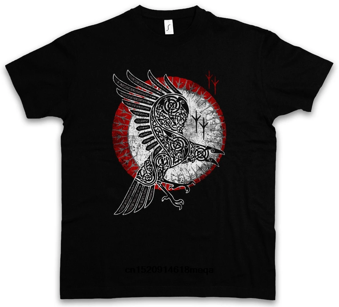 Футболка скандинавской футболка с Рэйвен Хугин и Мунин Walhalla Raben Wikinger Odhin Одина