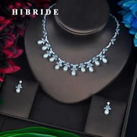 hibride luxury design fashion pearl pendant earringsnecklace austrian crystal white gold color women bridal jewelry sets n155