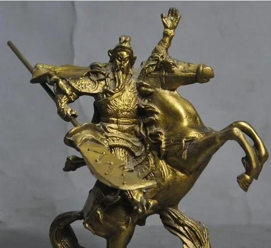 YM 308 Chinese Brass Copper guangong guanyu Warrior Generals Heroes Ride Horse Statue | Дом и сад