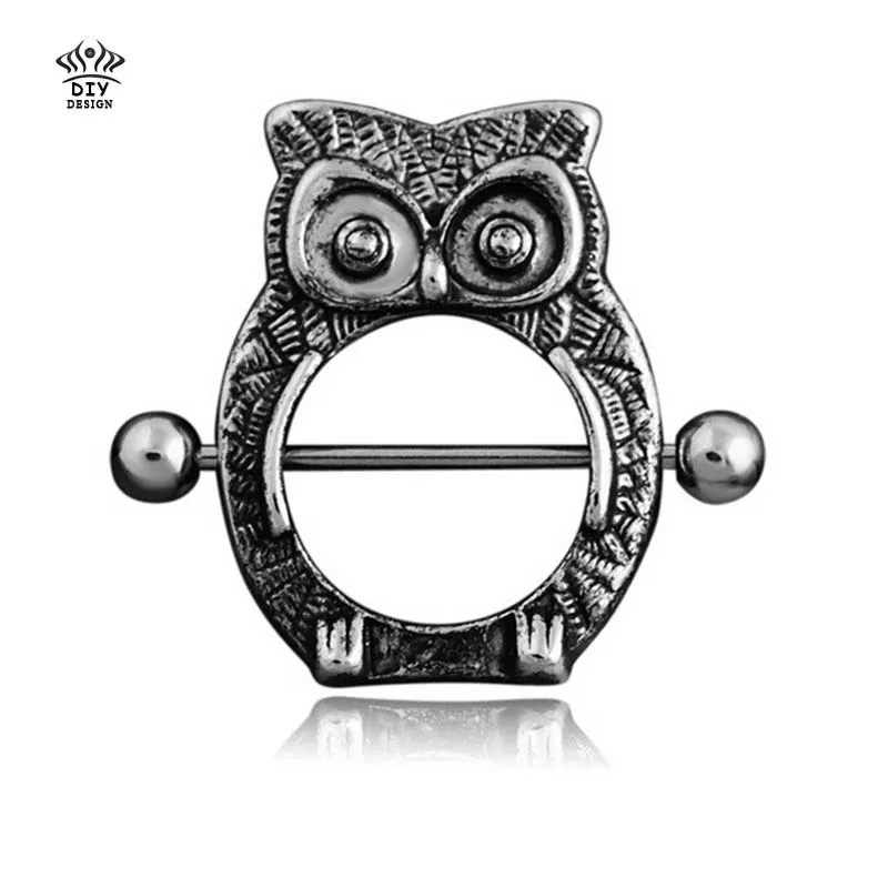Xuben Stainless Steel owl Nipple Shield Ring Angel Heart Piercing Barbell Jewelry 14g 2 | Украшения и аксессуары
