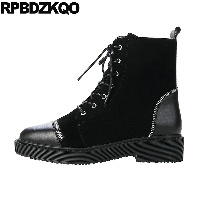 Ботинки женские зимние из натуральной овечьей кожи до середины икры с круглым