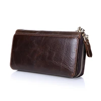 fashion brand business mens clutch bag high capacity zipper long clutch wallets genuine leather card holder coin purse