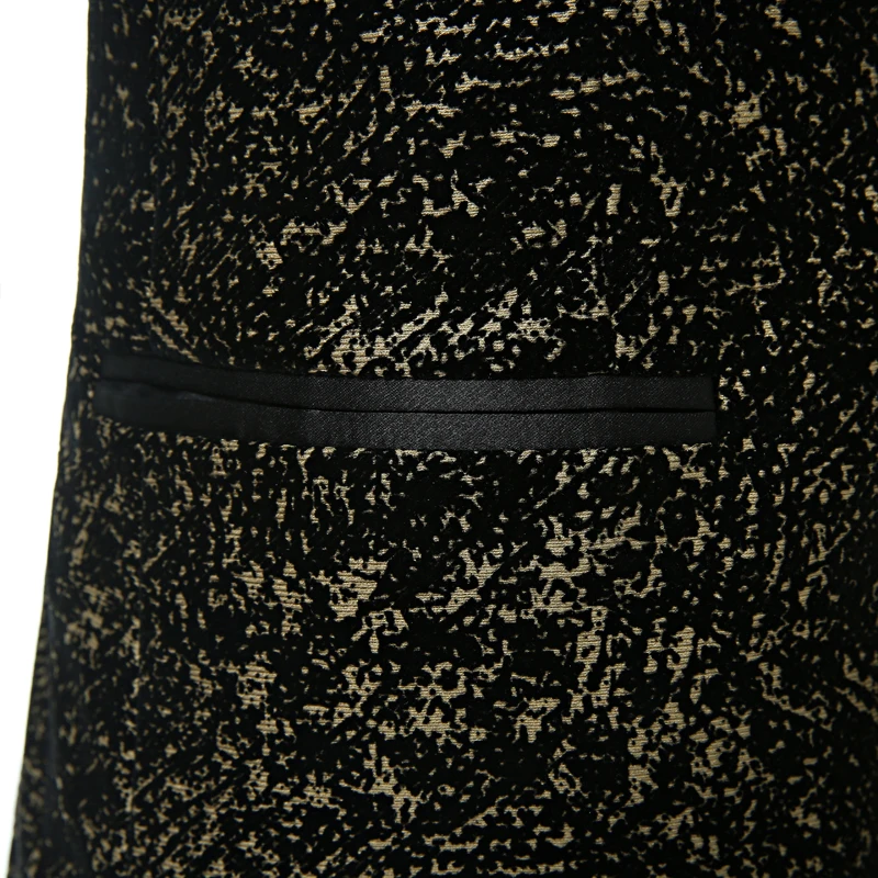 Элегантный бренд 2017 золотой приталенный смокинг шаль с лацканами двубортный