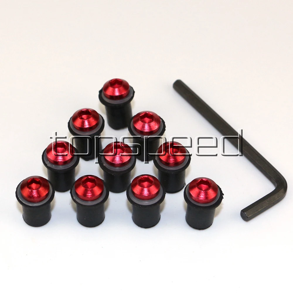 

10 PCS Red Motorcycle Windshield Windscreen Screws Bolts
