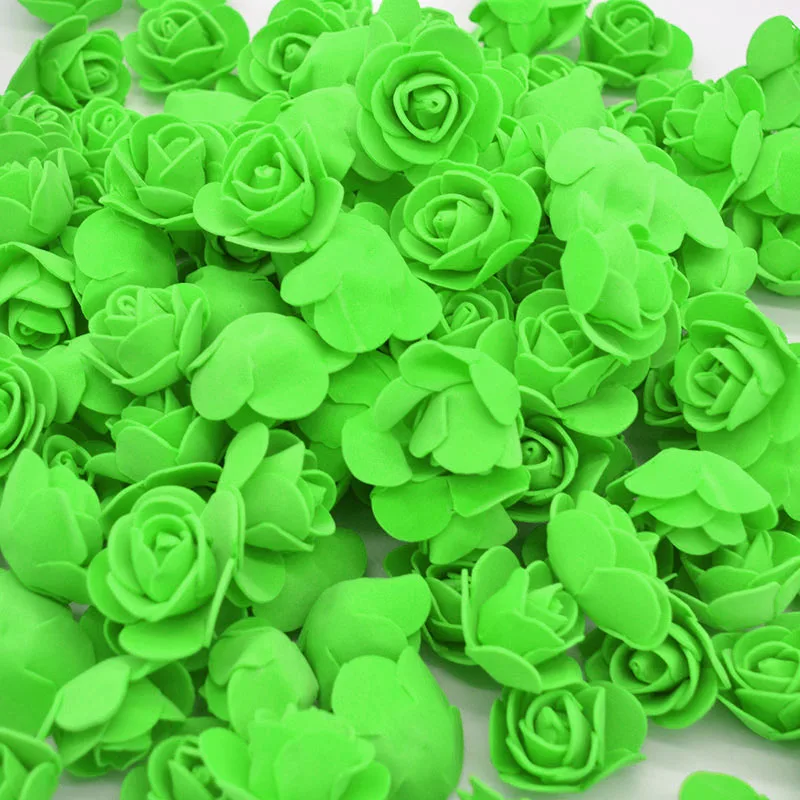 green 100 головок мини ПЭ Пена Розы Искусственные цветы для свадьбы дома ручной работы цветок венок украшения плюшевый медведь розы цветок - Цвет: green