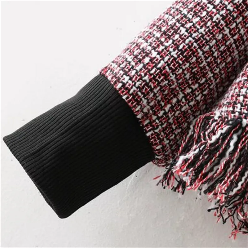 2017 England Patchwork Plaid Knitted Woolen Turtleneck Pullover Sweater Women Full Sleeve Autumn Tassel Jumper Female L1913 | Женская