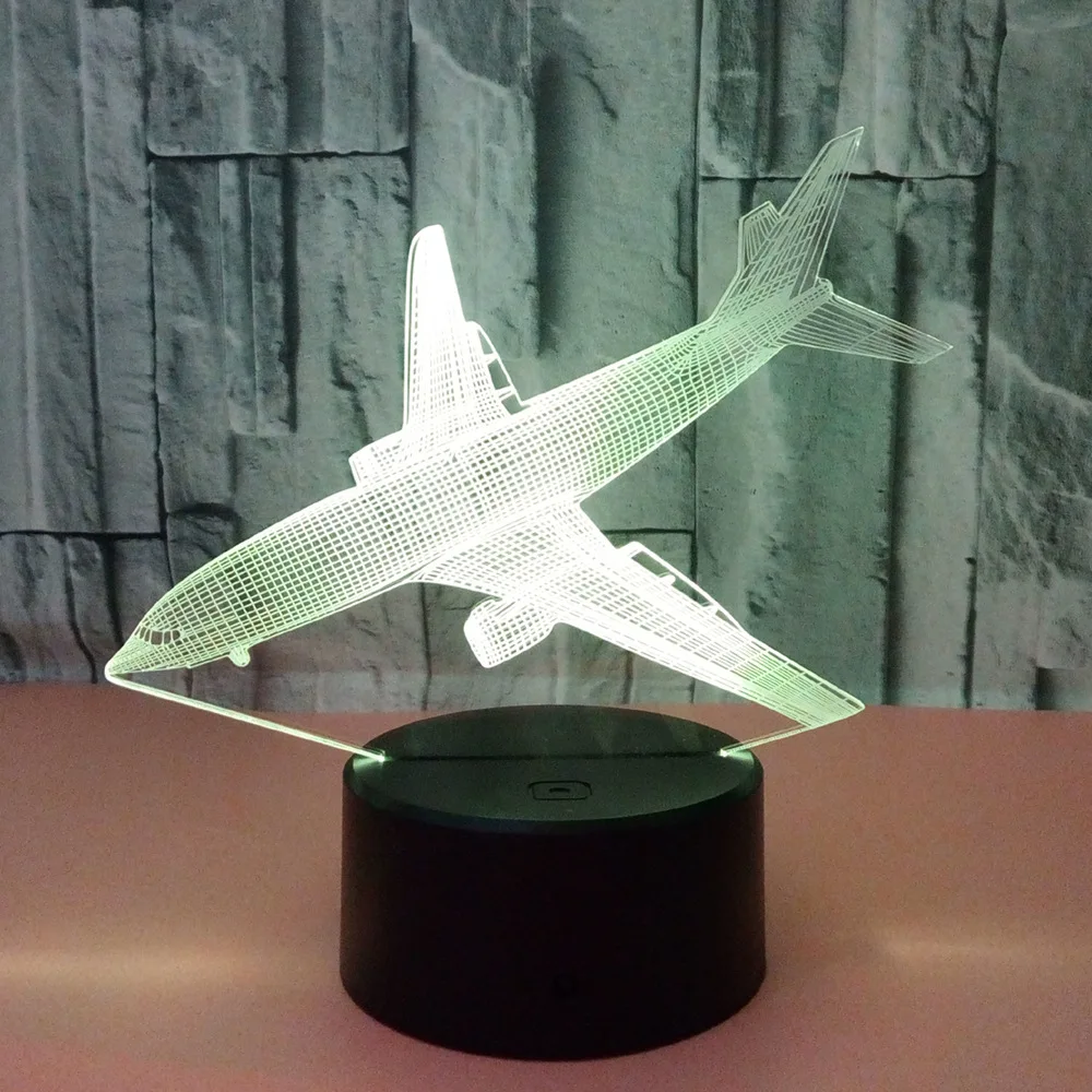 Красочный 3d светильник для посадки самолета Usb Led Сенсорная иллюзия ночной