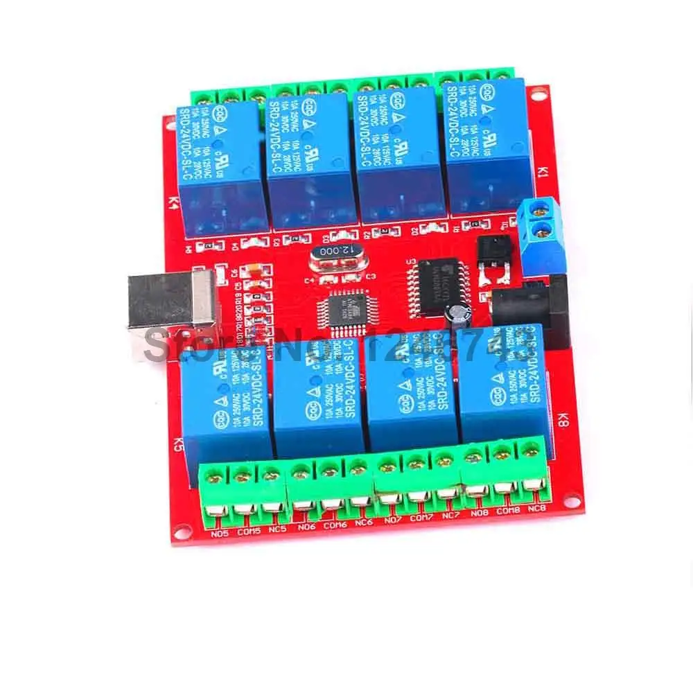 8 каналов DC 24V релейный модуль компьютер USB переключатель управления драйвер ПК