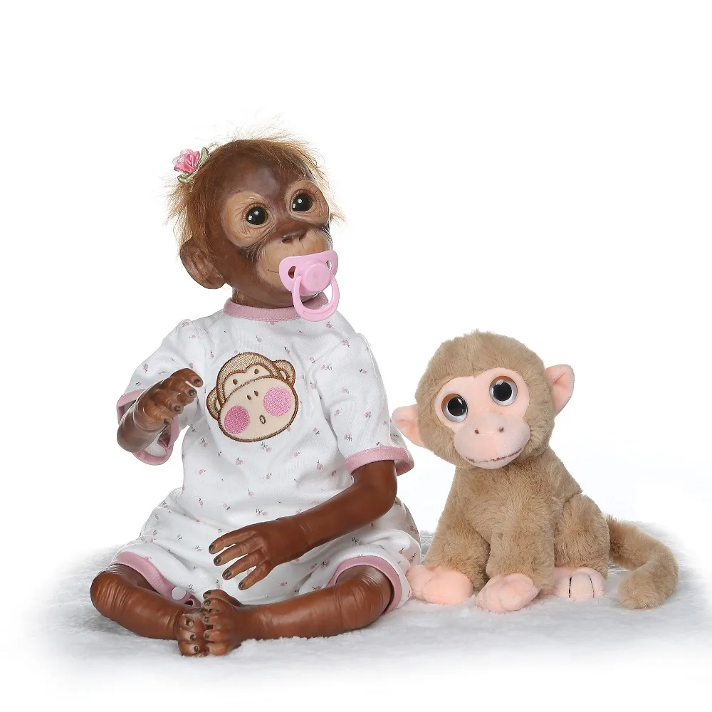 

Silicone baby monkey doll reborn 20" 52cm cloth body realistic Macaco bonecas Cosplay Apes doll gift for child bebes reborn