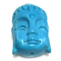 20 30mm blue turquois carved handmade buddha head pendant