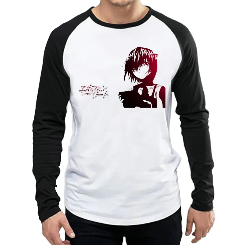 Elfen Lied Футболка белая Цвет Мужская модная одежда с длинными рукавами рисунком из