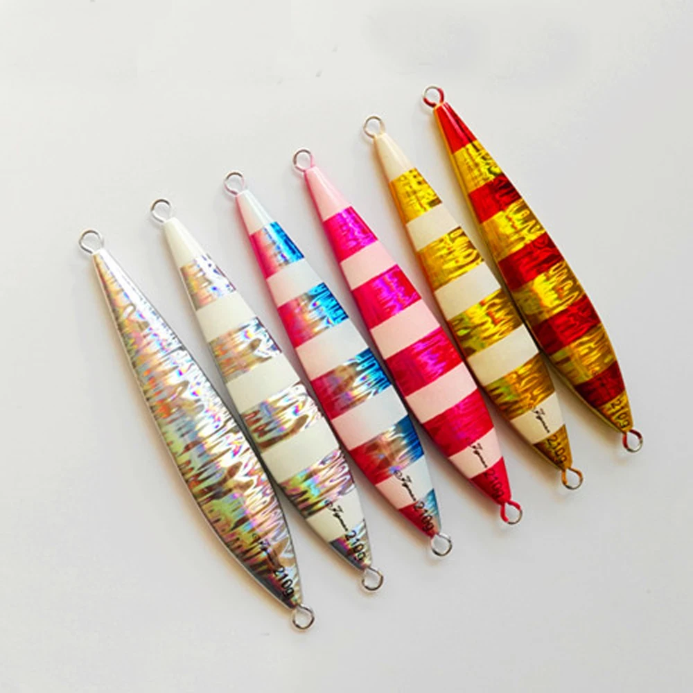 

3PCS Deep sea Ocean Boat Rock Beach Stripe Glow Slow Fishing Metal Jigging Jigbait Spoon Lure spoon Hook baits 180g 210g 240g