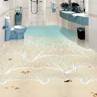 Пляж; Морские волны 3D фотообои на заказ, настенная фреска из ПВХ, водонепроницаемая самоклеящаяся плитка для пола в ванной комнате, наклейки, обои, фрески