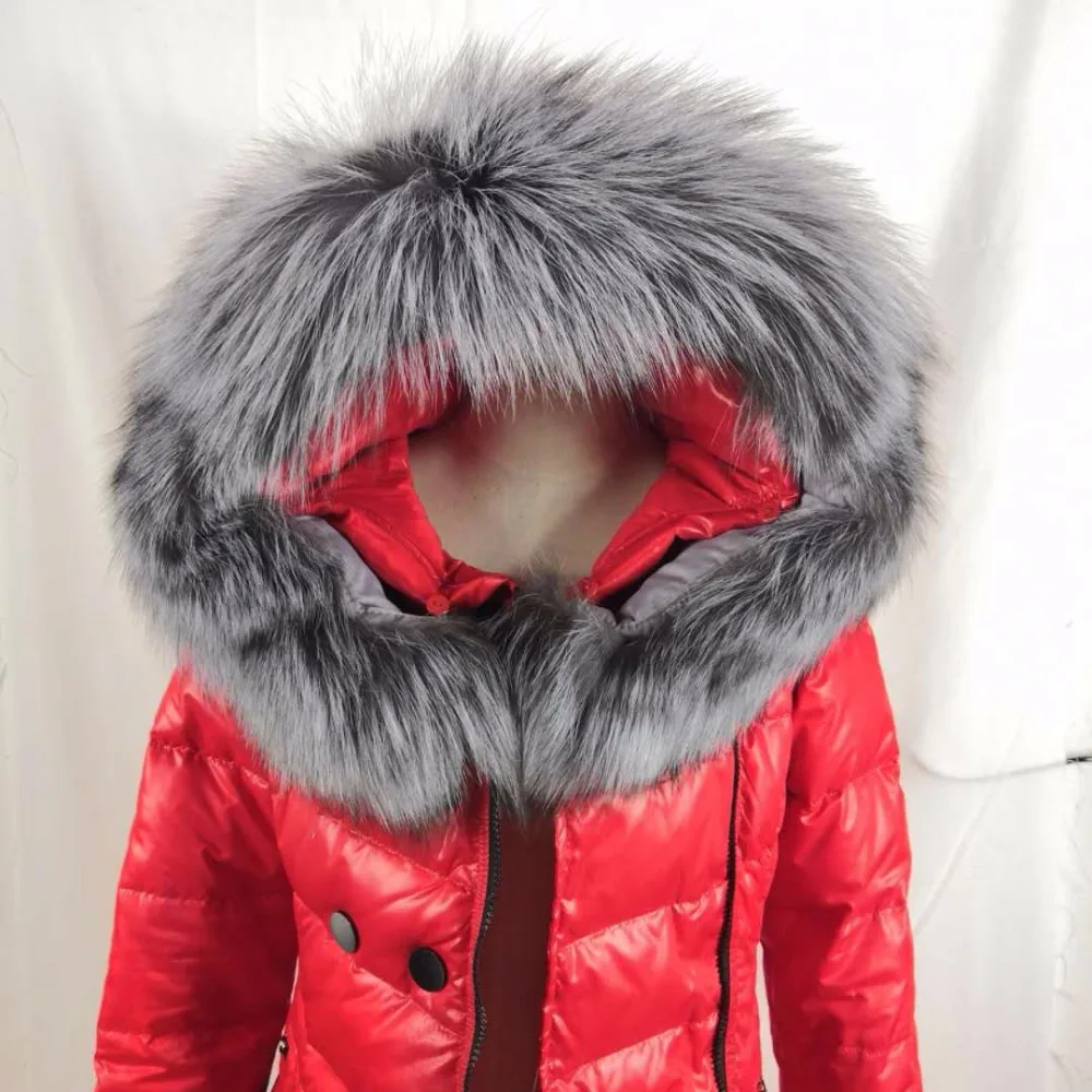 Женский меховой воротник роскошный шарф из 100% натурального Меха чернобурки 90 см