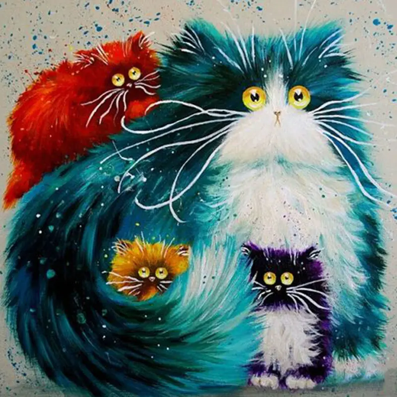 Needlework Diy Diamond Embroidery Lovely Colour The Cat Painting Square Full All Children Decorated Picture | Дом и сад