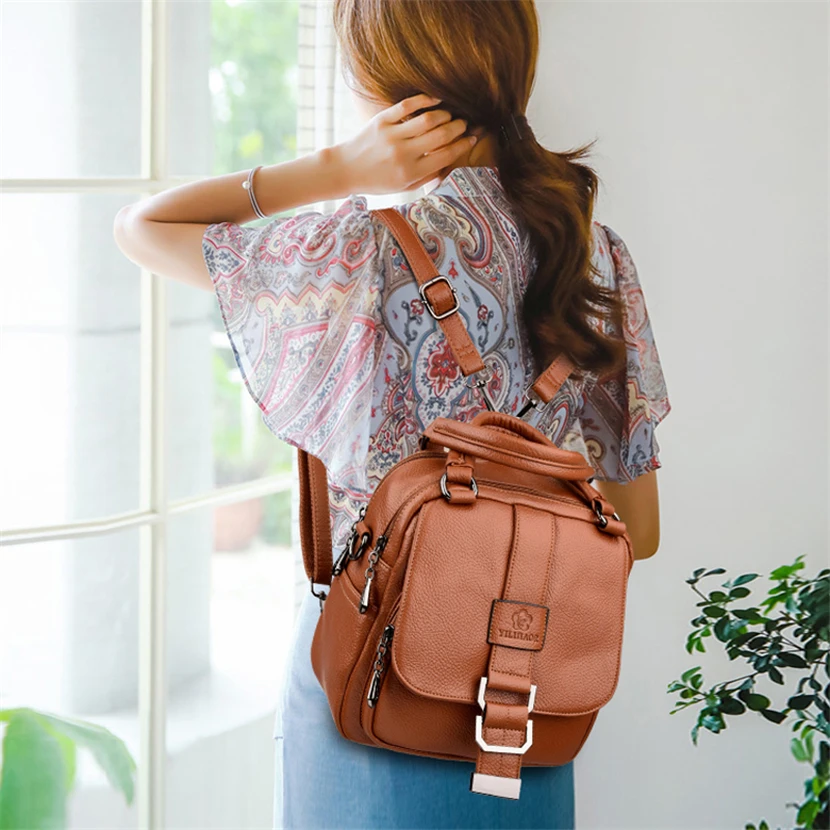 Модный рюкзак с блестками Женский брендовый кожаный Женская роскошная