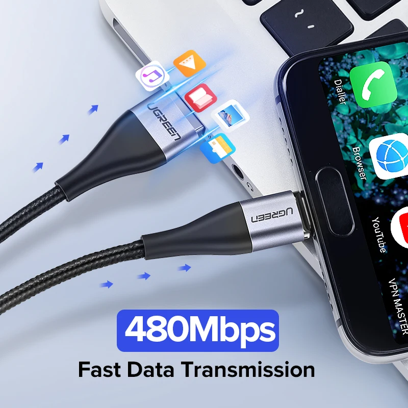 Ugreen Магнитный Micro USB кабель 2.4A кабель передачи данных для быстрой зарядки для samsung huawei Xiaomi LG магнит зарядное устройство мобильный телефон USB шнур