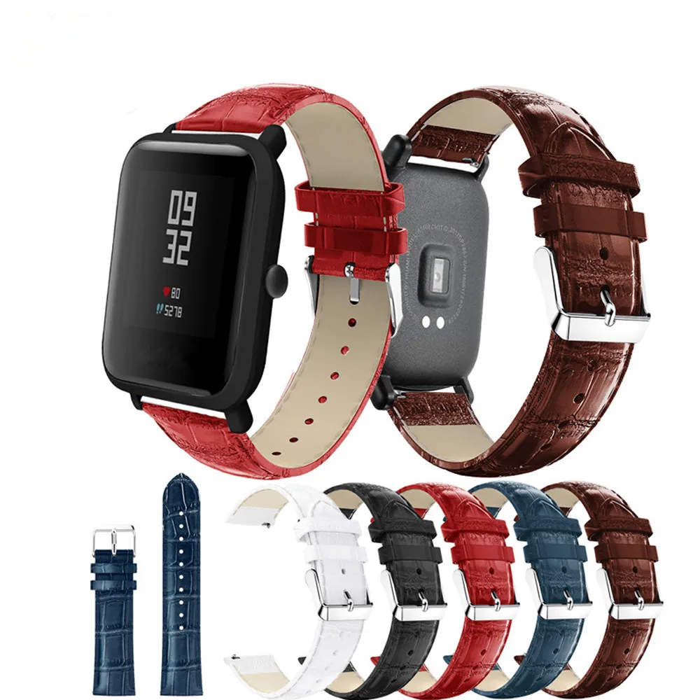 2 In1 ремень для Xiaomi Huami Amazfit Bip BIT Lite Youth группа кожаных ремешков+ Экран пленка для amazfit Смарт-часы с браслетом