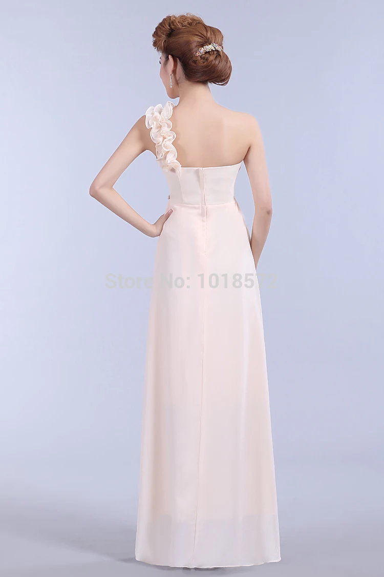 

2017 Brand New Bridesmaid Dresses Beading Chiffon Ball Prom Party Formal Dress for Wedding Elegant One Shoulder Bride Gown