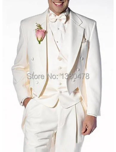 2016 на заказ цвета слоновой кости фрак смокинг жениха лацкан Нотч Лучший человек