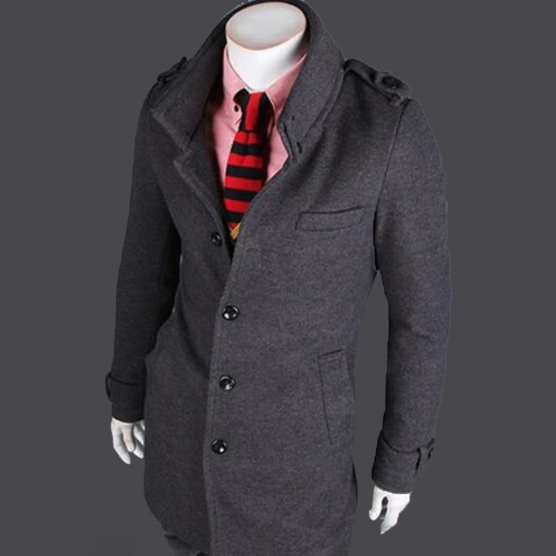 ZOGAA English style Wool Winter Men Coat Slim fit Overcoat men Double Stand Collar Fashion clothes Long male Trench coat | Мужская