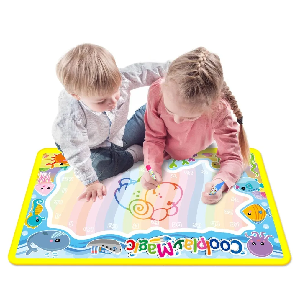 23.2*14.2in Rainbow Magic Water Drawing Mat & 2 Pens Doodle Coloring Painting Board Educational Toys for Kids Birthday Gift | Игрушки и