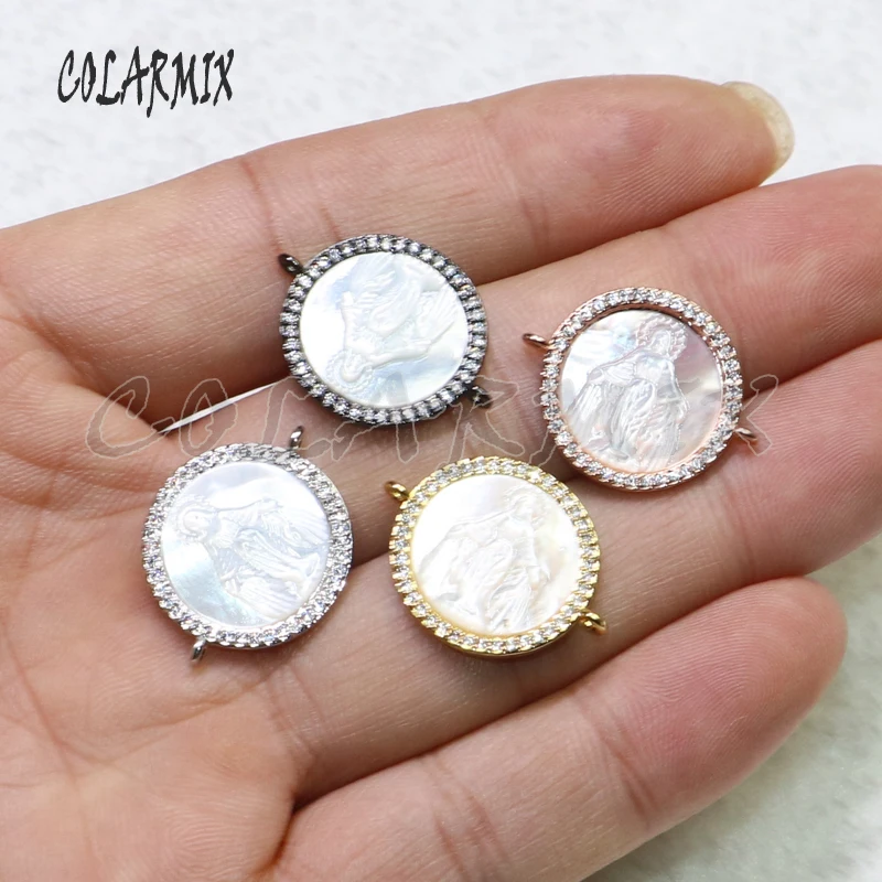 10 pieces shell Virgin Mary pendants connector beads DIY necklace or bracelets jewelry finding 9071 | Украшения и аксессуары