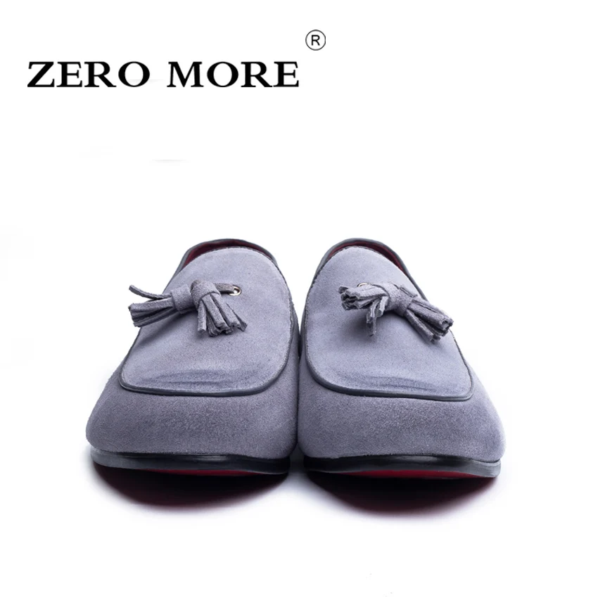 Мужские замшевые туфли ZERO MORE повседневные Мокасины с кисточками без застежки